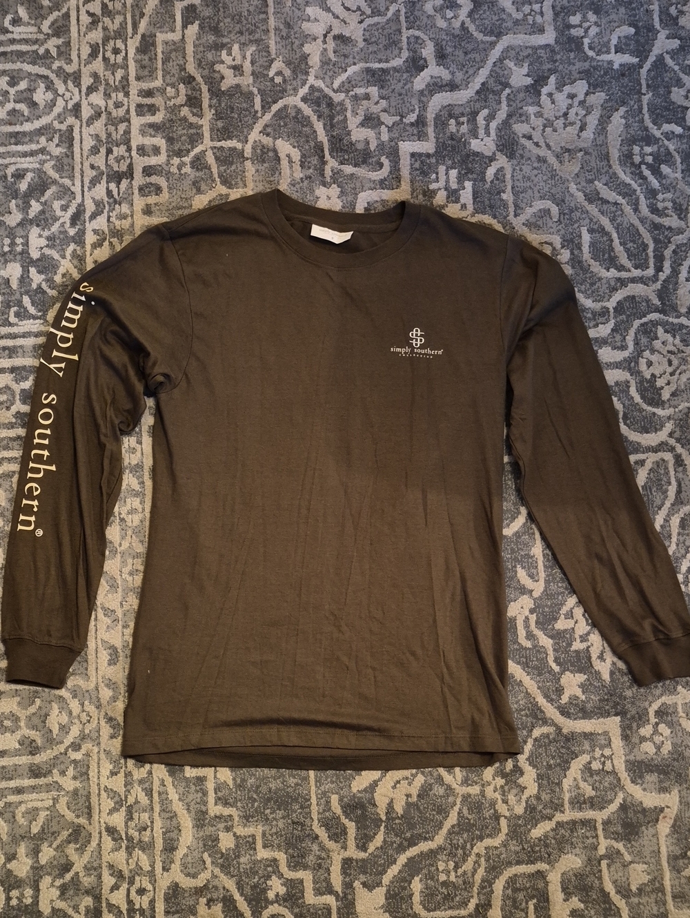 Simply Southern Long Sleeve Tee - Dark Brown with White‎ Logo